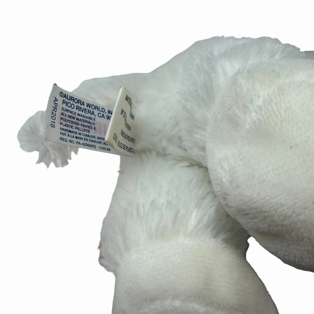 Aurora Flopsies White Kitty Cat‎ Plush with Blue Eyes 7